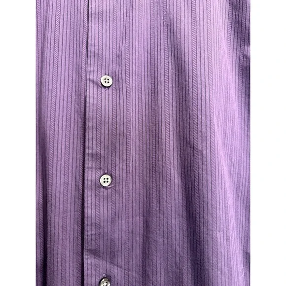 Marc Anthony Long Sleeve Button Down Purple Striped Shirt Slim Fit 15 1/2 34-35 - Picture 2 of 7
